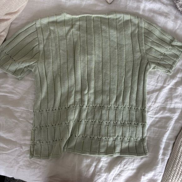 Clio Sage Seagram Green Short Sleeve Knit 90s Y2K sweater Short Sleeve Top - Picture 5 of 6